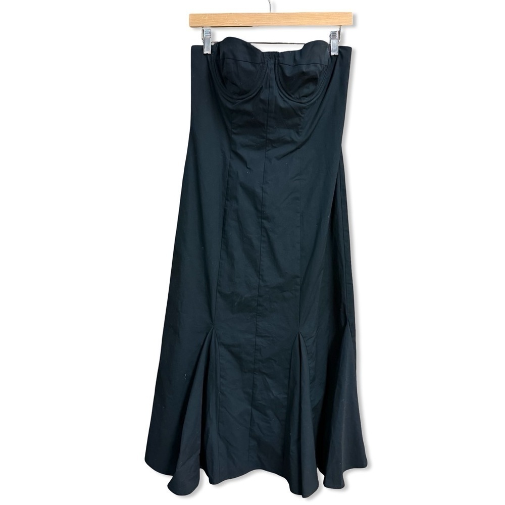 LPA Bianca Midi Dress Black Strapless bustier cotton Revolve NWT L - Picture 7 of 8